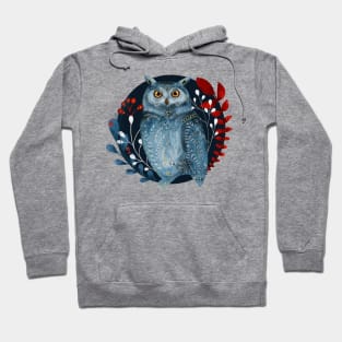 Nordic Folk Art Owl, Woodland Animals Folk Art Hoodie